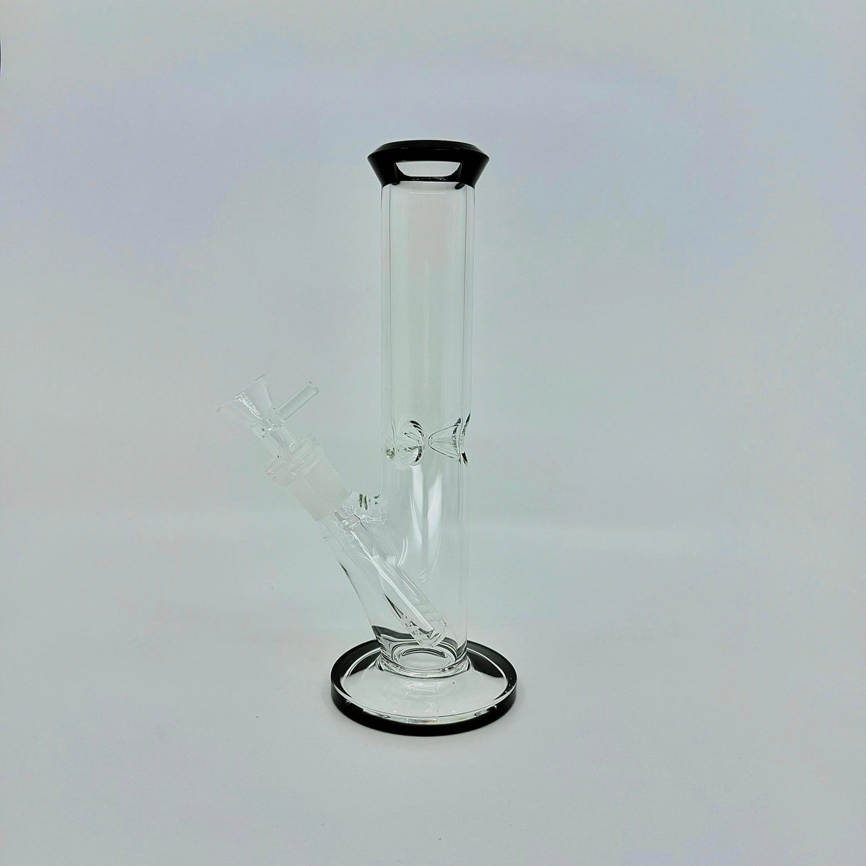 Crystal clear 9 inch Straight Water Bong With Color Mouth And Base - SmokeMEGA