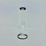 Crystal clear 9 inch Straight Water Bong With Color Mouth And Base - SmokeMEGA