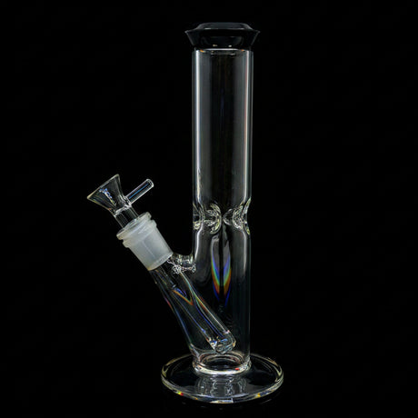 Crystal clear 9 inch Straight Water Bong With Color Mouth And Base - SmokeMEGA