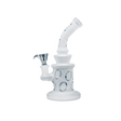 8" Frosted White Dab Rig with showerhead percolator and elegant design.