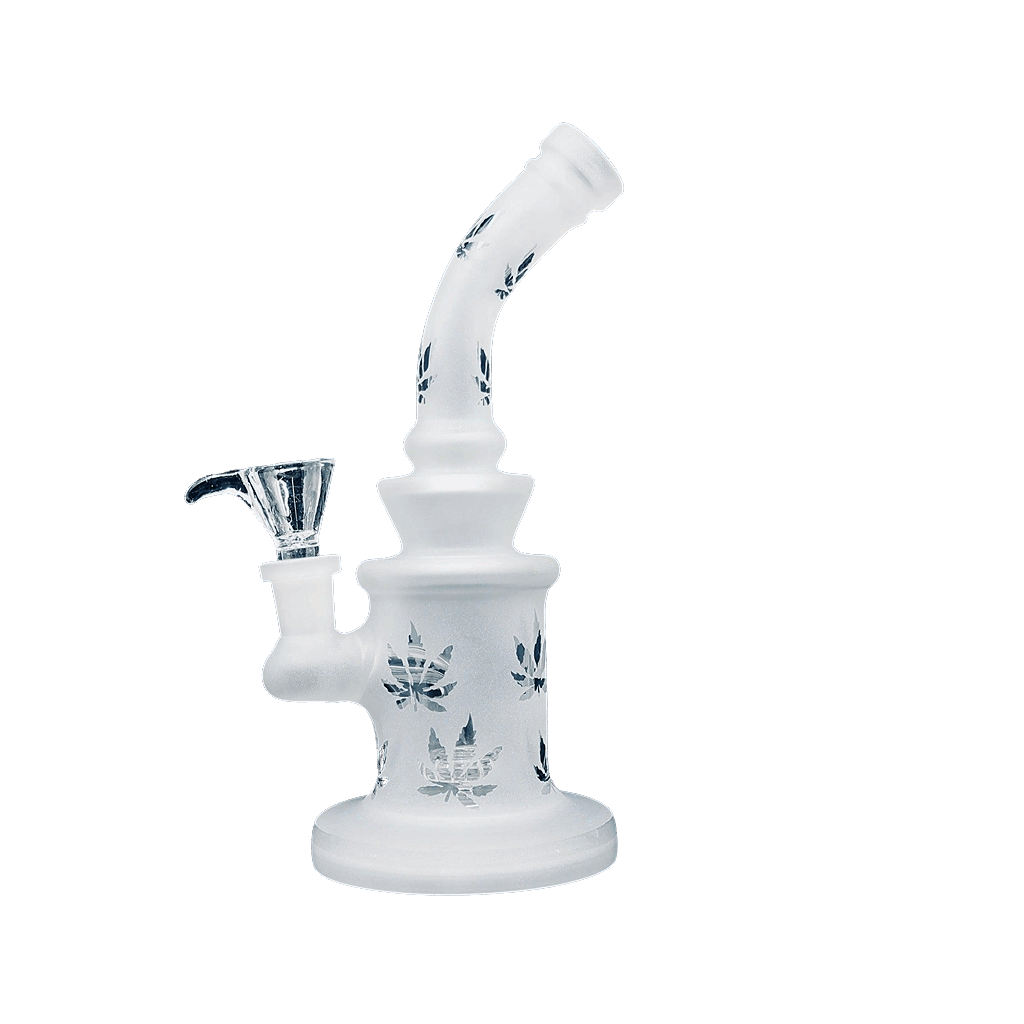 8" Frosted White Dab Rig with showerhead percolator design