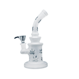 8" Frosted White Dab Rig with showerhead percolator design