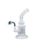 8" Frosted White Dab Rig with showerhead percolator for smooth dabbing experience.