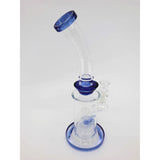 10-Inch Dab Rig with Showerhead Perc and Glass Artwork in blue.