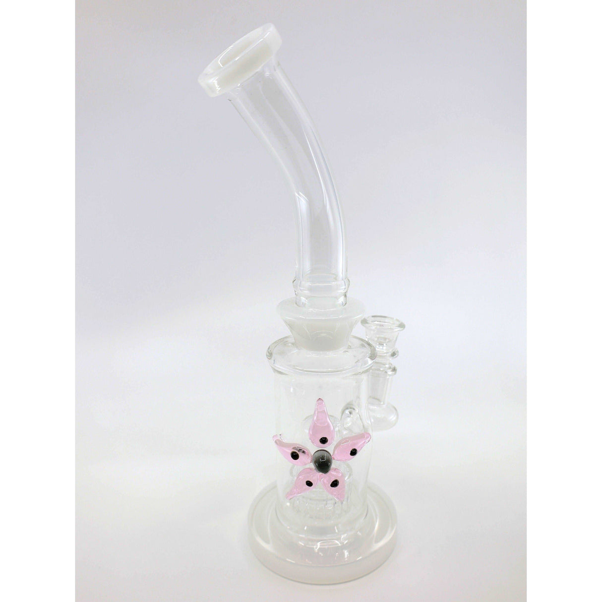 10-Inch Dab Rig with Sower Head Perc and Glass Artwork, durable borosilicate glass.