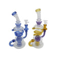 8.5" Multi Arm Internal Ball Recycler Dab Rig in blue and amber colors with sleek, durable glass design.