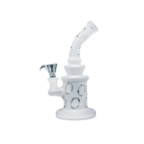 8" Frosted White Dab Rig with showerhead percolator for smooth draws.