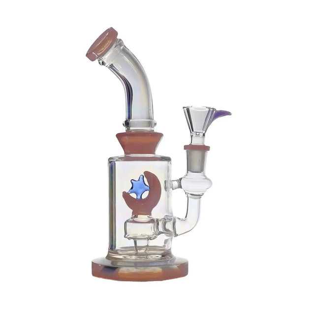 8-inch moon-star bent dab rig with unique design and durable materials.