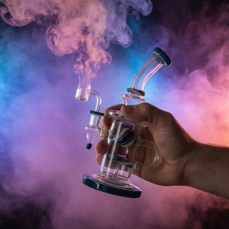 Dab Rig | Bent Neck Thick Crystal Glass Recycle Dab Rig 9"