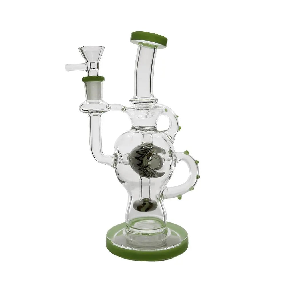 Dab Rig | Hollow Base Cylinder Recycler Glass Water Pipe 8.5"