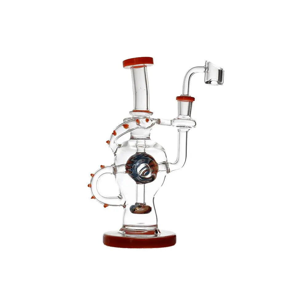 Dab Rig | Hollow Base Cylinder Recycler Glass Water Pipe 8.5"