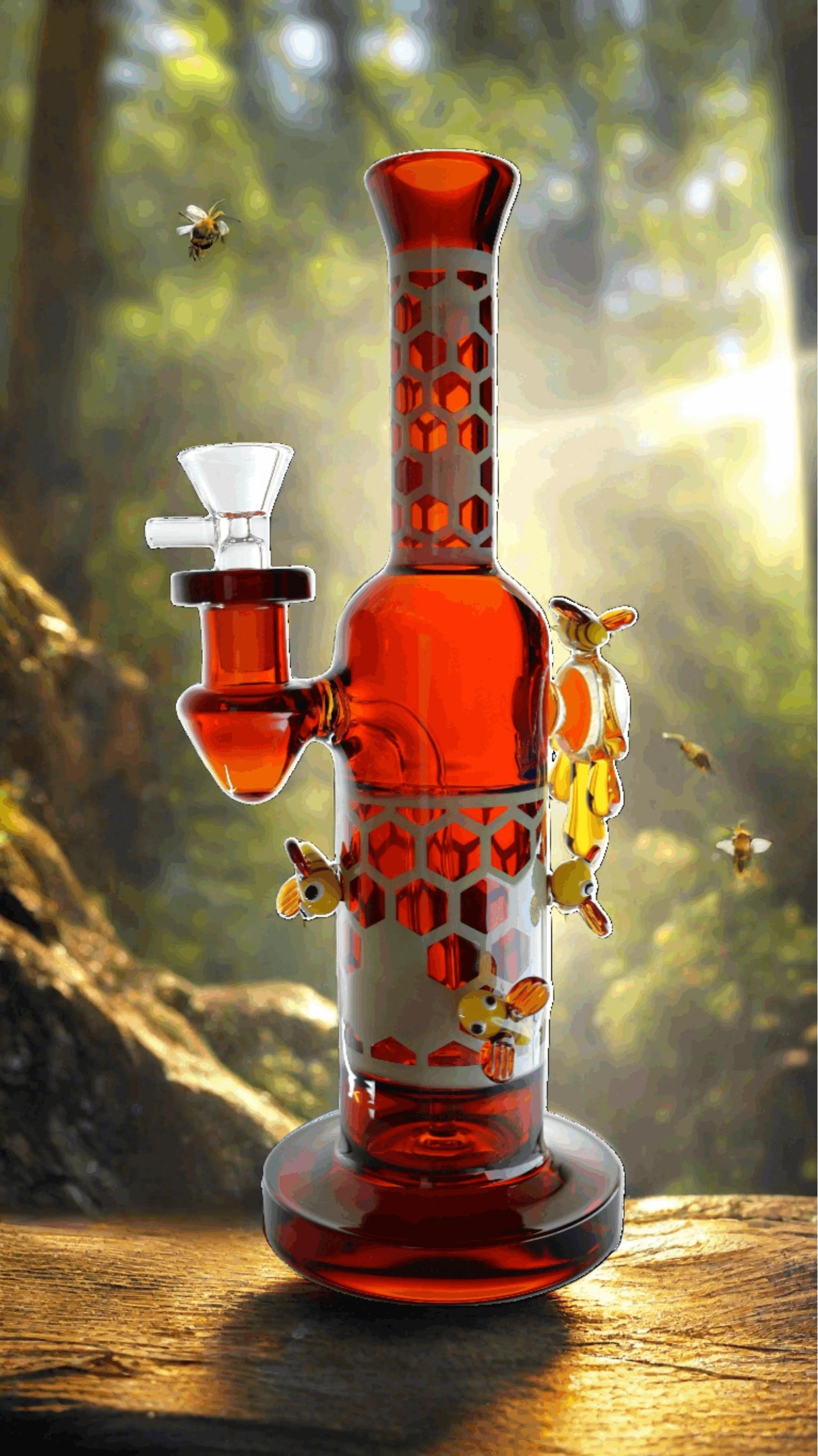 Dab Rig | Straight Horned Eye Honeycomb Dab Rig 10"