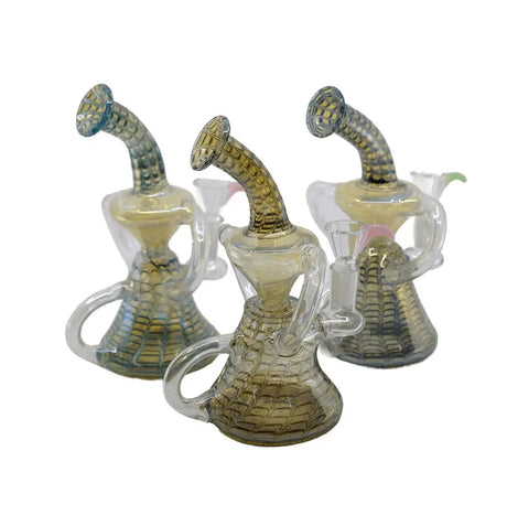 8 inch color art recycler dab rigs with intricate design.