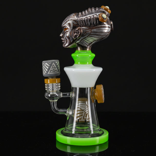 Deep Sandblasted Alien Head Dab Rig - SmokeMEGA