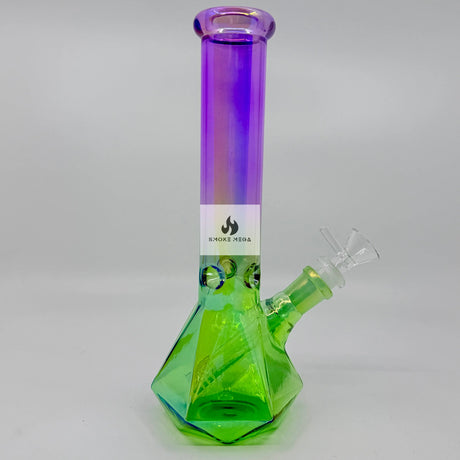 Electroplated Hexagon Base 10" Glass Bong - Vibrant Assorted Colors