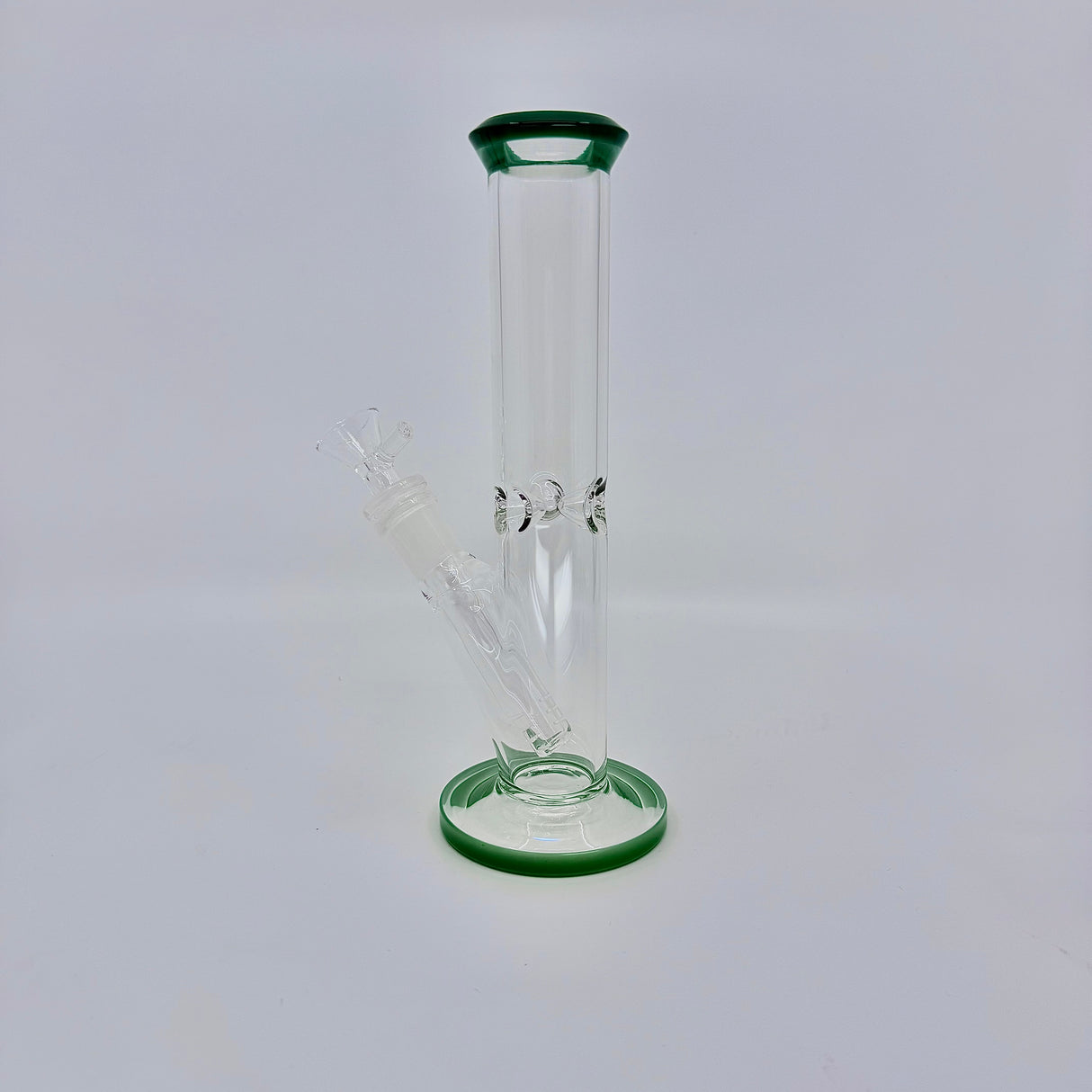 Cristal clear  9 inch Straight Water Bong With Color Mouth And Base - SmokeMEGA