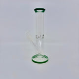 Cristal clear  9 inch Straight Water Bong With Color Mouth And Base - SmokeMEGA