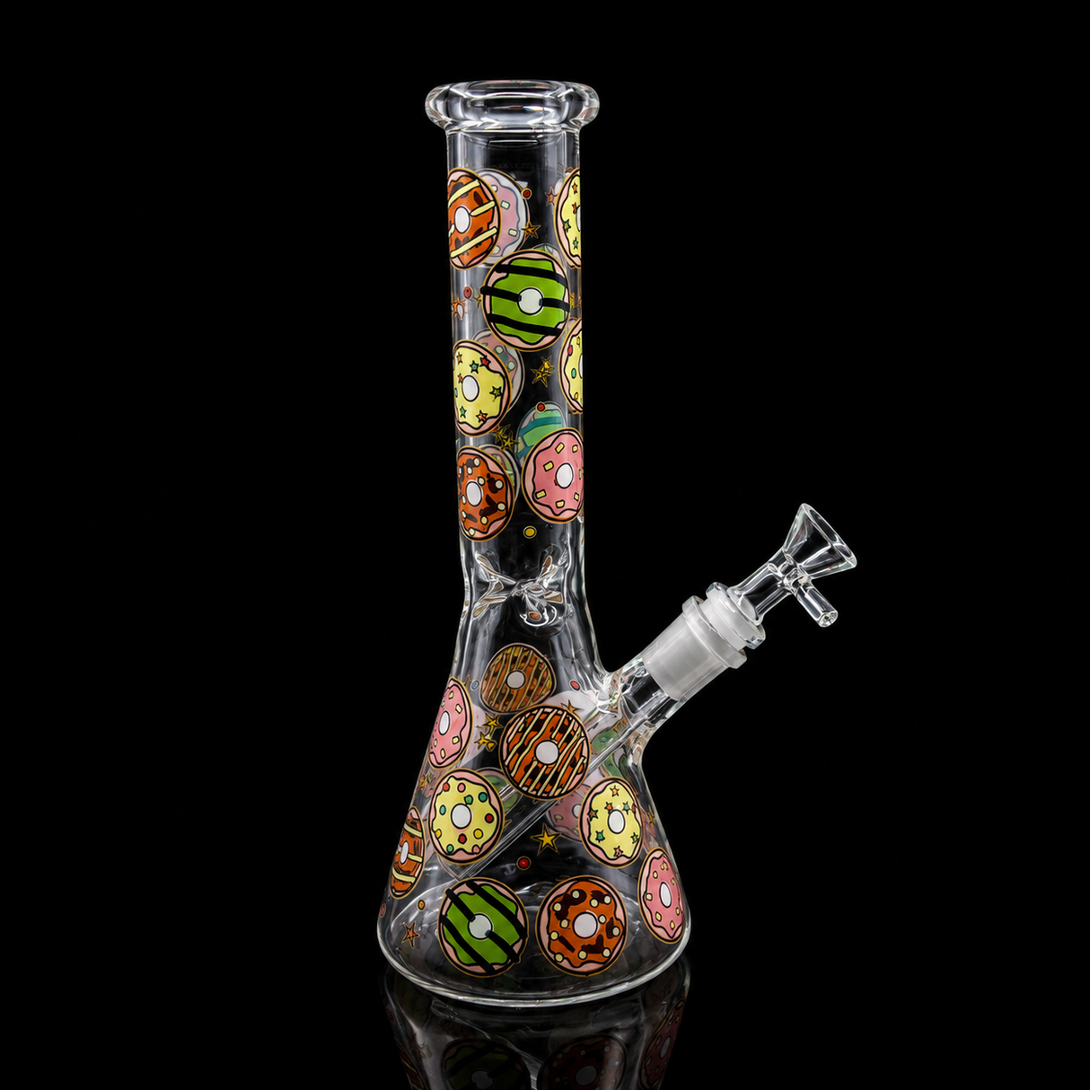 10 Inch Colorful Donut Print Beaker Bong | SmokeMEGA