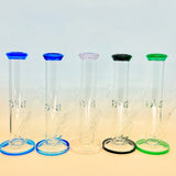 Crystal clear  9 inch Straight Water Bong With Color Mouth And Base