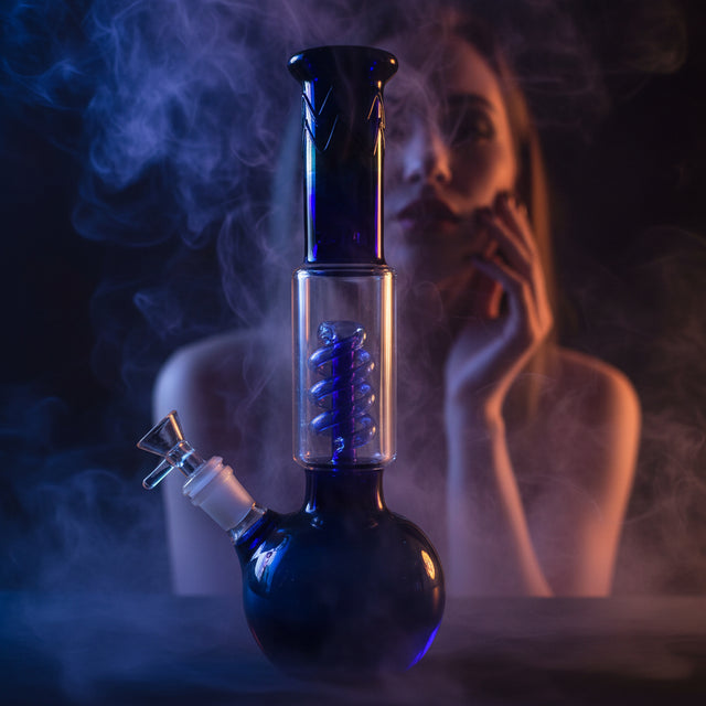 FUMED SPIRAL PERC BEAKER CHEEF GLASS WATER PIPE BONG 11 "