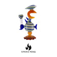 Fish Shape Glass Water Pipe with colorful design and detachable bowl, crafted from borosilicate glass for durability.