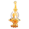 Fish-shaped double horn water pipe in handcrafted borosilicate glass with ergonomic design.