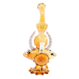 Fish-shaped double horn water pipe in handcrafted borosilicate glass with ergonomic design.