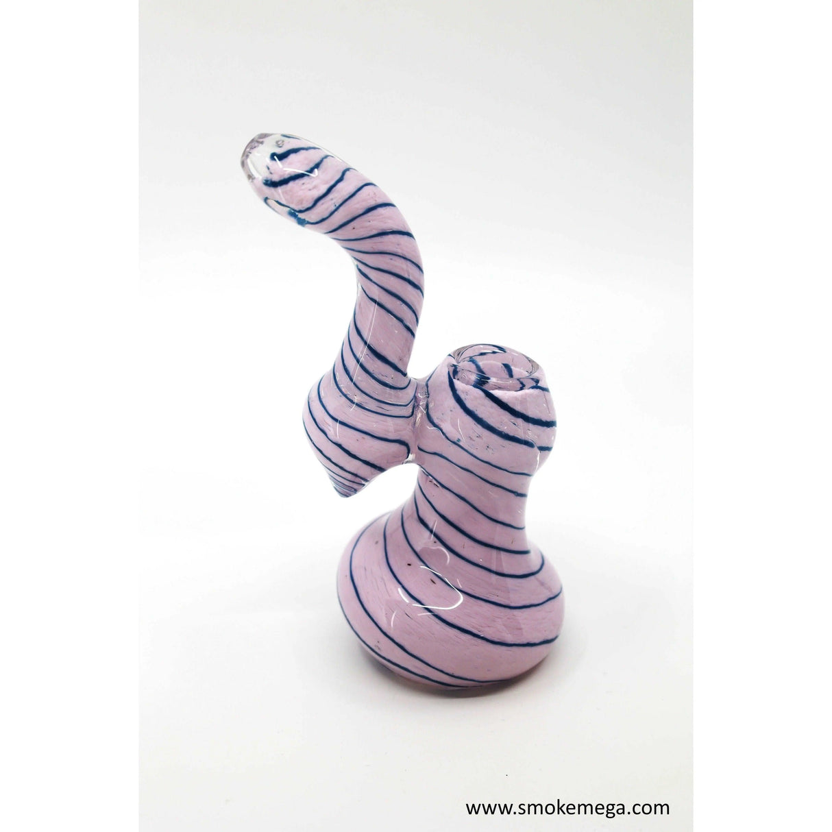 7-inch inside color frit bubbler with swirling design and compact shape.