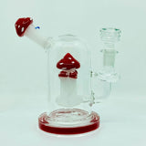 Fungi themed mushroom dab rig made of borosilicate glass, featuring a unique design and vibrant colors.