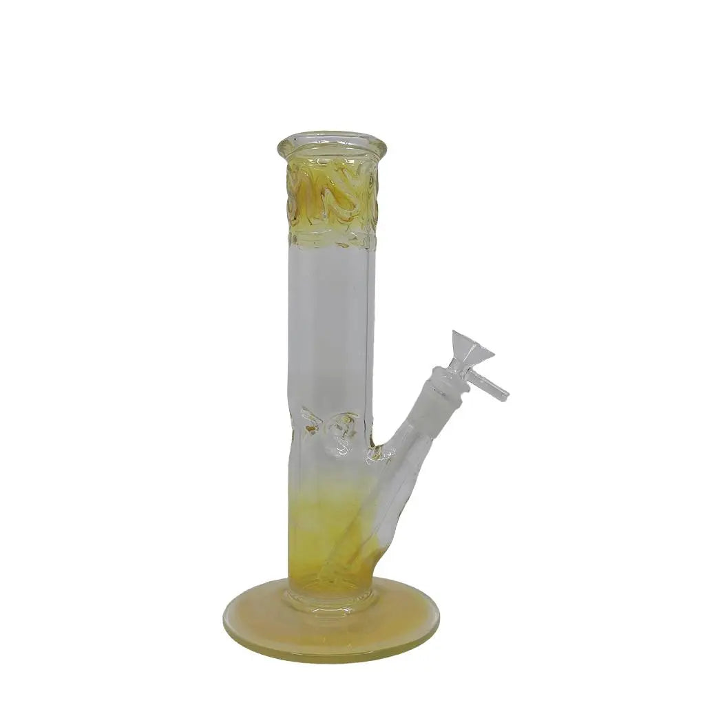 8-inch American made glass bong, handcrafted borosilicate, durable and portable design, transparent with classic straight tube.