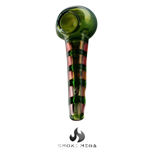 Glass hand pipe with Hard Candy Metallic design, 5 inches, high-quality glass.