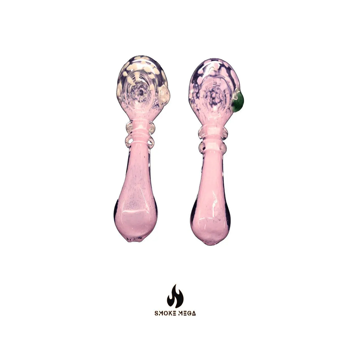 Glass hand pipes with pink hand-blown design, 4.5 inches, featuring carb holes for enhanced airflow control.