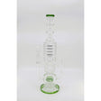 Glass water bong with shower head recycle perc, 18-inch height, five-button design.