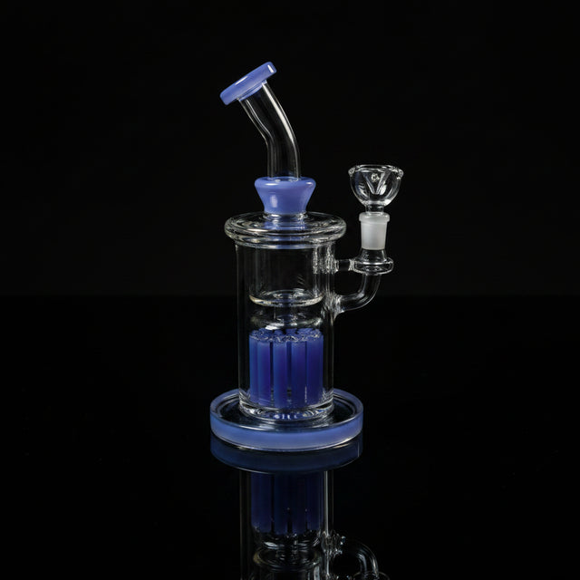 Glass Water Pipe | Bent Neck Tree Perc Color Trim Separate Chamber - SmokeMEGA