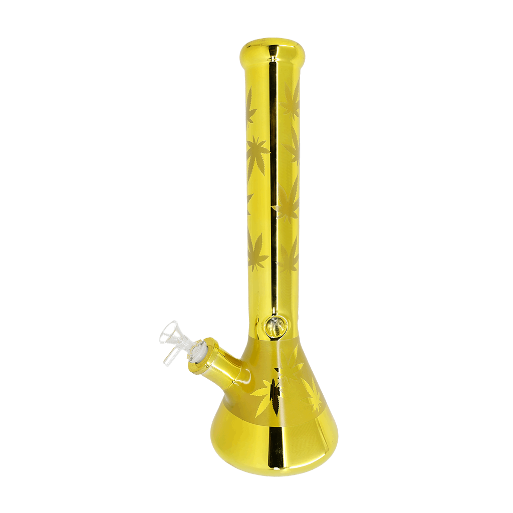 Gold Color Beaker Bong | 15.5" Metallic Beaker Bong