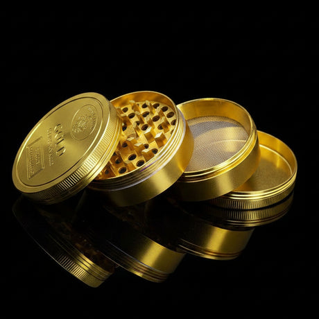 Grinder | 4 Part Gold Metal Color Grinder - SmokeMEGA
