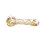 HAND PIPE | 4" Hand Pipe Color Line Swirling Art Crack Pipe