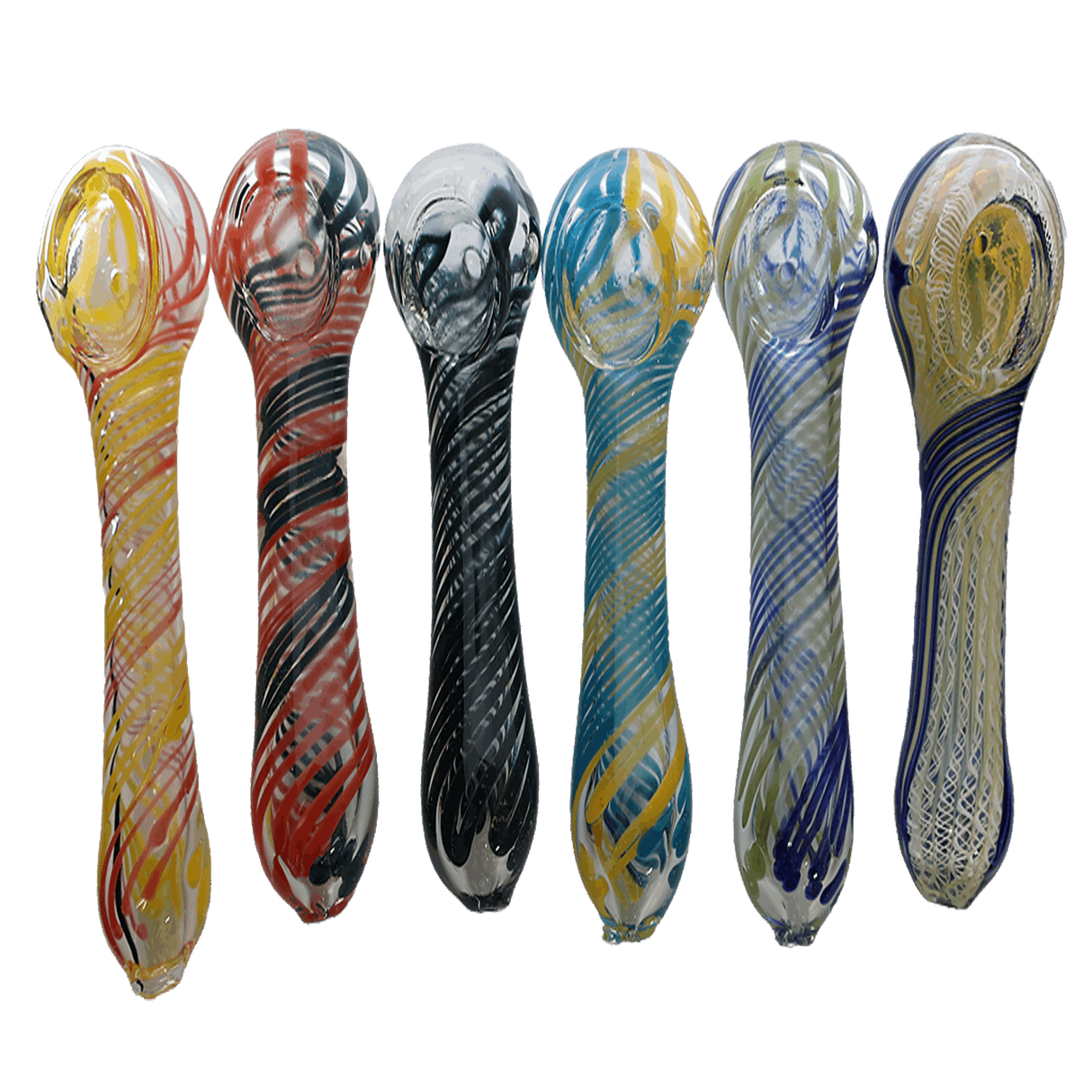 Unique Hand Pipe | 4" Hand Pipe Color Line Swirling Art Crack Pipe