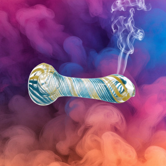 HAND PIPE | 4" Hand Pipe Color Line Swirling Art Crack Pipe