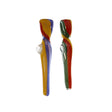 Handmade 4.5" glass pipe with vibrant full-colored twisted design for unique smoking experience.