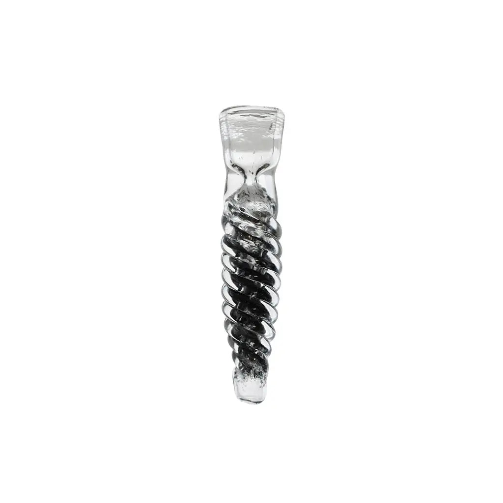 4.5" glass hand pipe with colored insert and twisted handmade design.