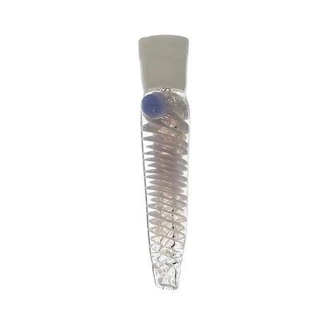 Handmade glass pipe with colored dot insert, 5-inch size.