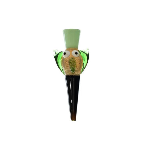 5" glass hand pipe with colorful owl design and ears, handmade and unique.