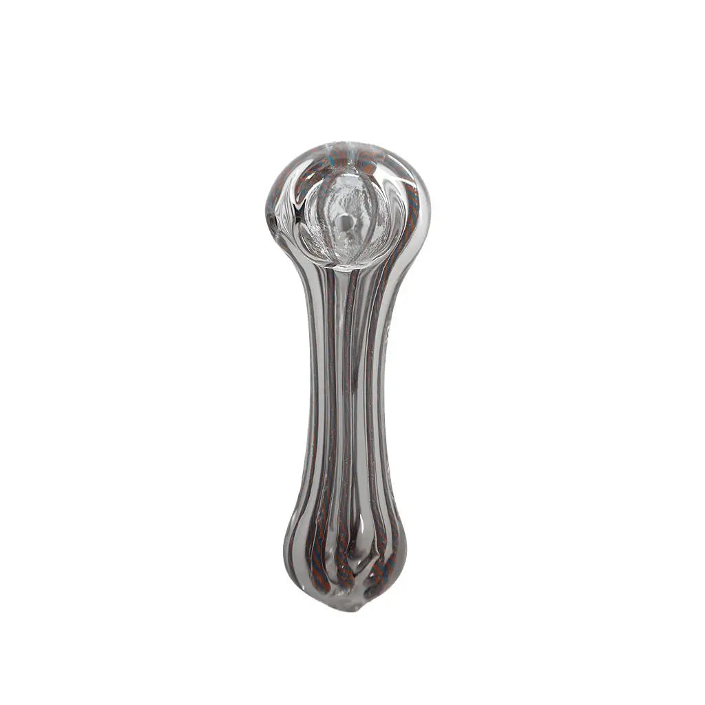 5" glass spoon hand pipe with candy cane color swirl design