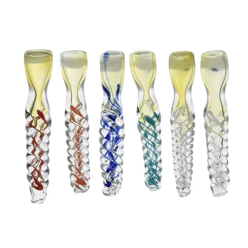 5" Glass Thick One Hitter Handmade Pipe with swirl design, durable and portable for discreet smoking.