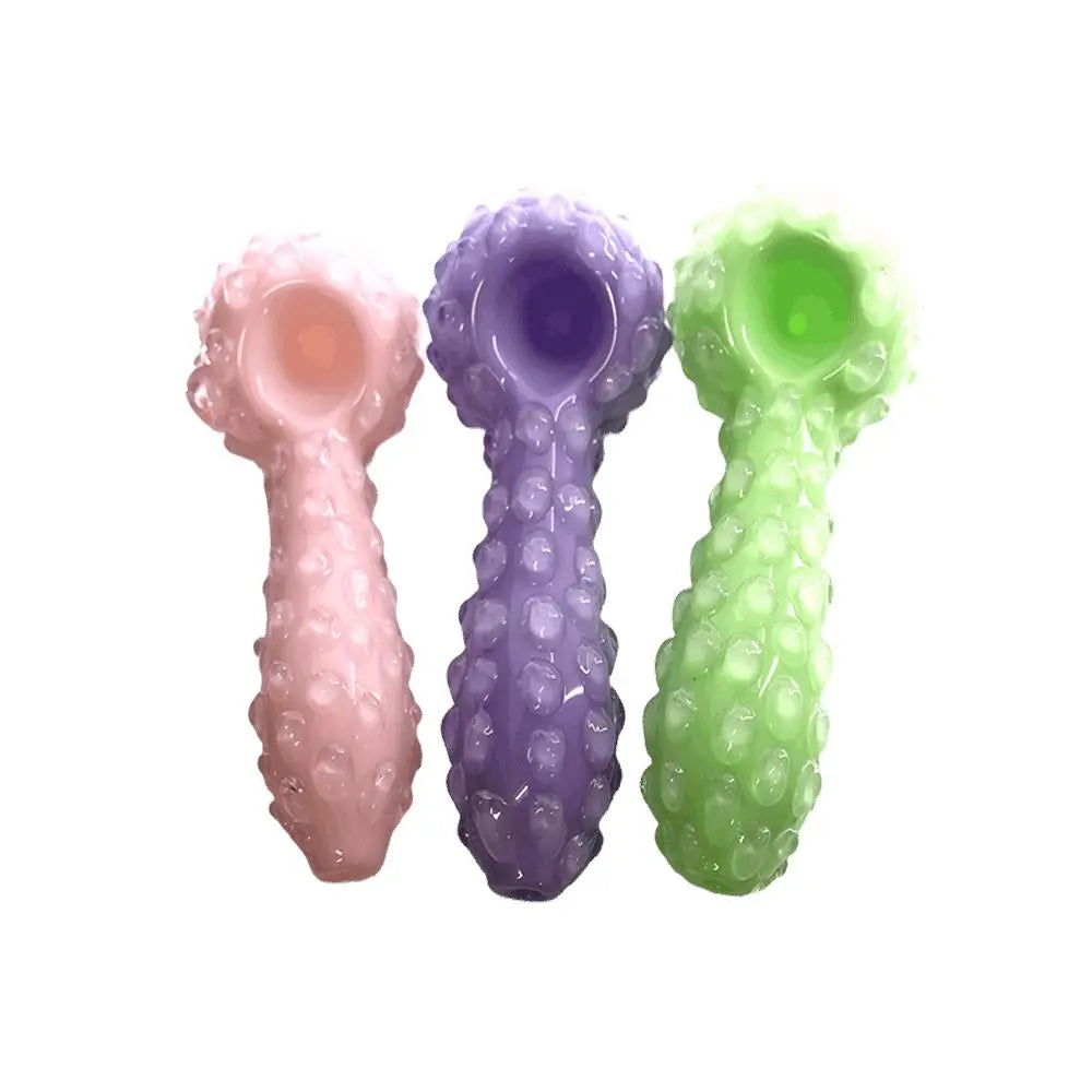 5" glass dot insert colored handmade pipes, vibrant design, handcrafted, durable glass, 3 colors.