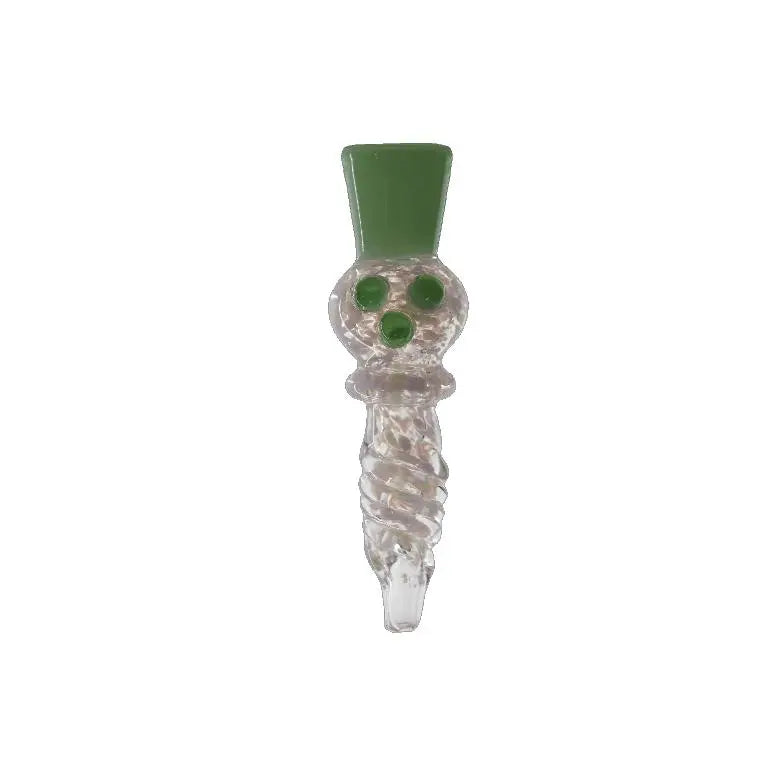5-inch hand pipe with three dot glass colored ring, compact and portable design.