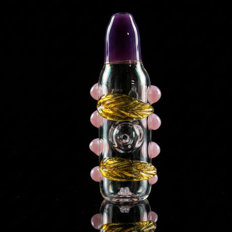 Hand Pipe | 6" Glass Leaf & Dot Round Handmade Pipe