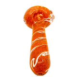 Hand Pipe with orange and white swirl design, durable and portable.