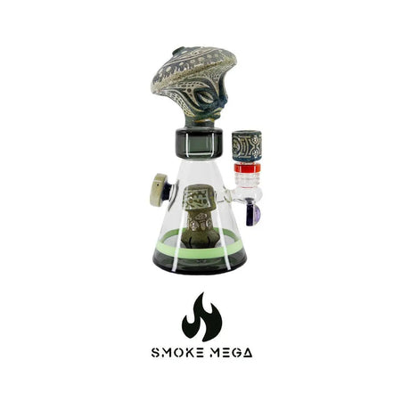 Pulsar Hieroglyph Series Heady Dab Rig with intricate glass design and hieroglyphic accents.